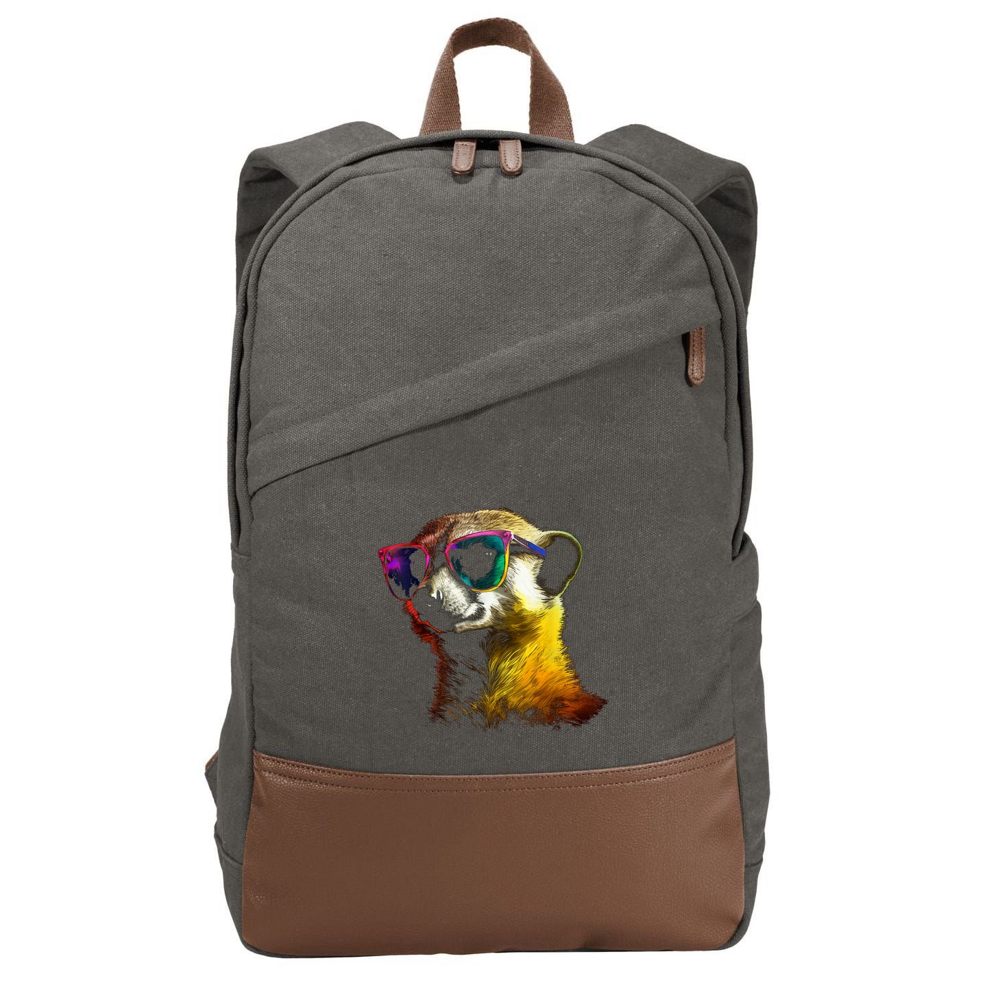 Meerkat Artwork Animal Art Sunglasses Meerkat Cotton Canvas Backpack