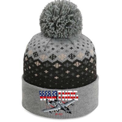 Military Airplane A10 Warthog American Flag The Baniff Cuffed Pom Beanie