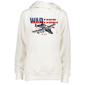 Military Airplane A10 Warthog American Flag Womens Funnel Neck Pullover Hood