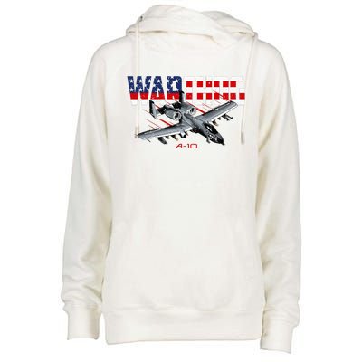 Military Airplane A10 Warthog American Flag Womens Funnel Neck Pullover Hood