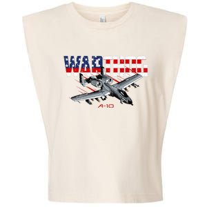 Military Airplane A10 Warthog American Flag Garment-Dyed Women's Muscle Tee