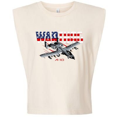 Military Airplane A10 Warthog American Flag Garment-Dyed Women's Muscle Tee