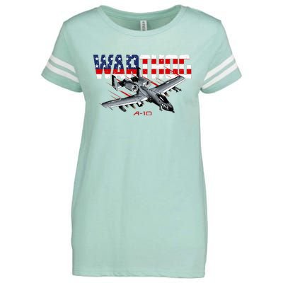 Military Airplane A10 Warthog American Flag Enza Ladies Jersey Football T-Shirt