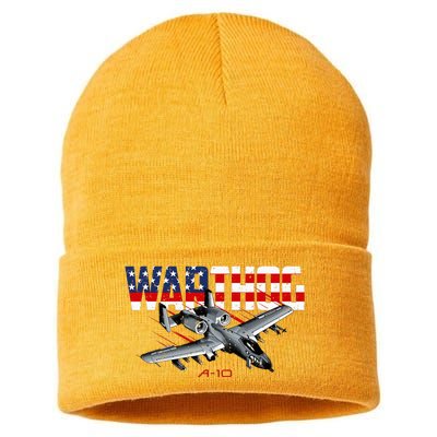 Military Airplane A10 Warthog American Flag Sustainable Knit Beanie