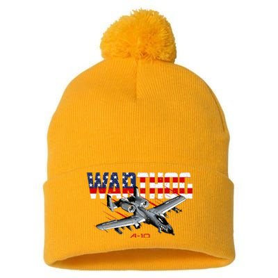 Military Airplane A10 Warthog American Flag Pom Pom 12in Knit Beanie