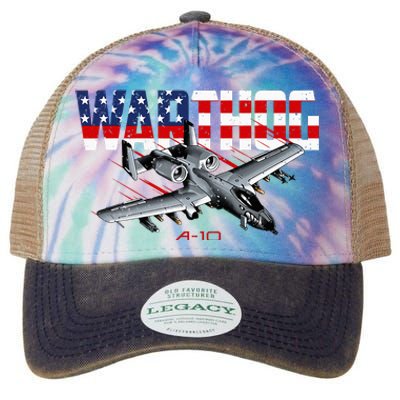 Military Airplane A10 Warthog American Flag Legacy Tie Dye Trucker Hat