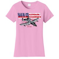 Military Airplane A10 Warthog American Flag Women's T-Shirt