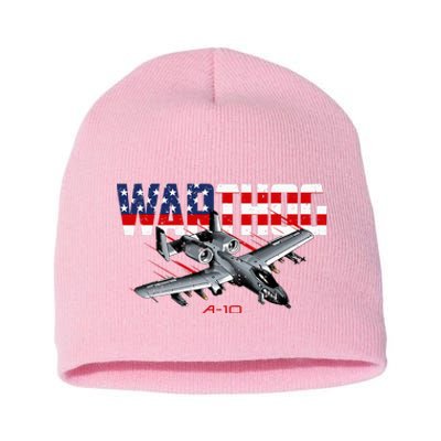 Military Airplane A10 Warthog American Flag Short Acrylic Beanie