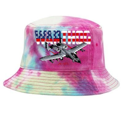 Military Airplane A10 Warthog American Flag Tie-Dyed Bucket Hat