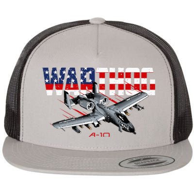 Military Airplane A10 Warthog American Flag Flat Bill Trucker Hat