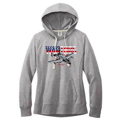 Military Airplane A10 Warthog American Flag Women's Fleece Hoodie