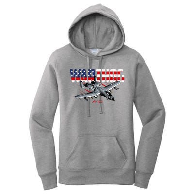 Military Airplane A10 Warthog American Flag Women's Pullover Hoodie