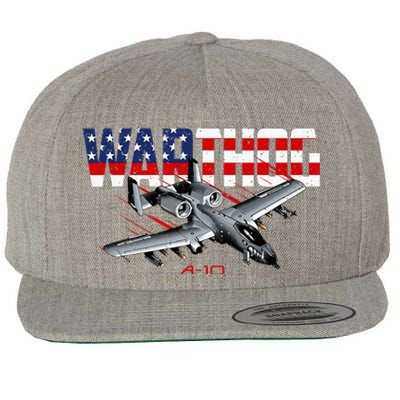 Military Airplane A10 Warthog American Flag Wool Snapback Cap