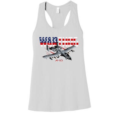 Military Airplane A10 Warthog American Flag Women's Racerback Tank