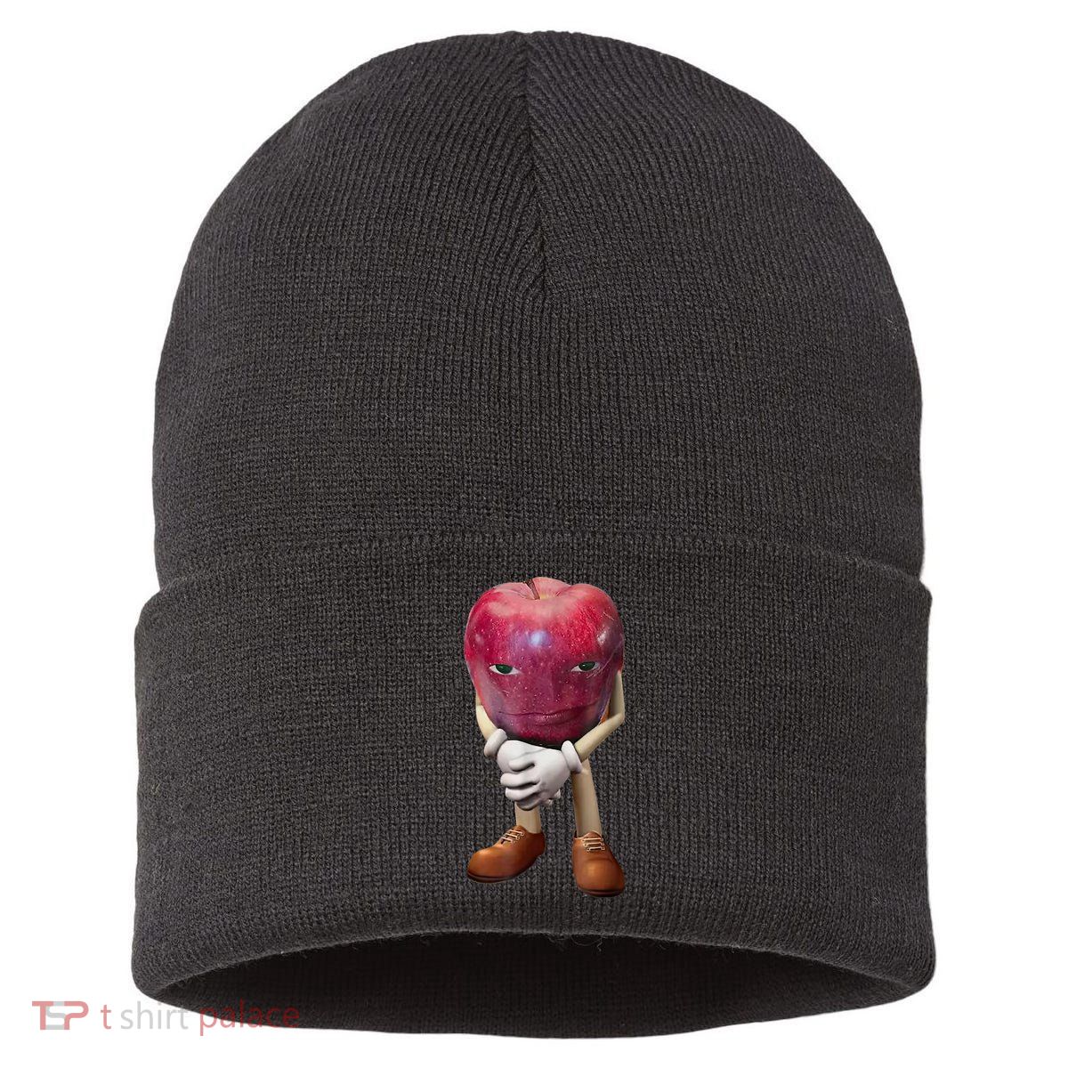 Me Asf Apple Funny Apple Face Meme Wapple Sustainable Knit Beanie