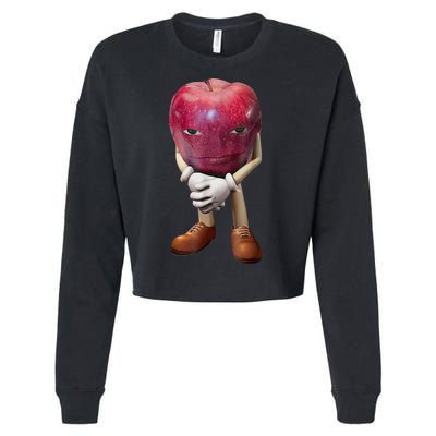 Me Asf Apple Funny Apple Face Meme Wapple Cropped Pullover Crew