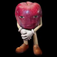 Me Asf Apple Funny Apple Face Meme Wapple Cropped Pullover Crew
