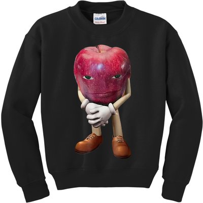 Me Asf Apple Funny Apple Face Meme Wapple Kids Sweatshirt