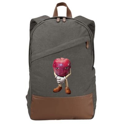 Me Asf Apple Funny Apple Face Meme Wapple Cotton Canvas Backpack
