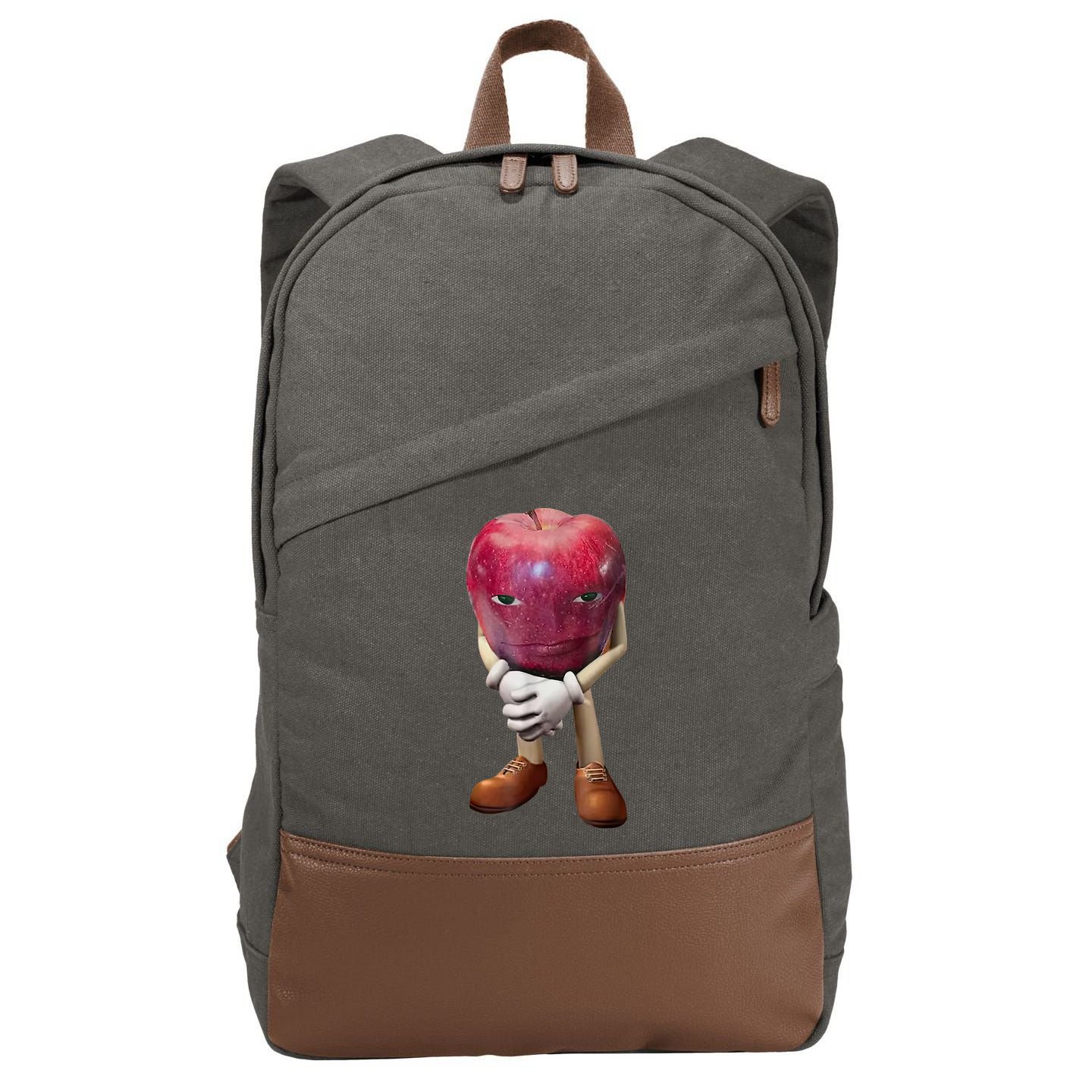 Me Asf Apple Funny Apple Face Meme Wapple Cotton Canvas Backpack
