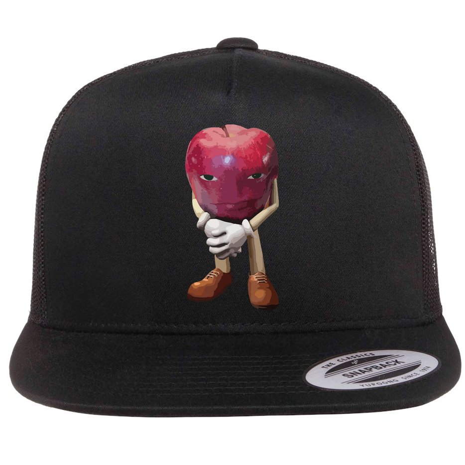 Me Asf Apple Funny Apple Face Meme Wapple Flat Bill Trucker Hat