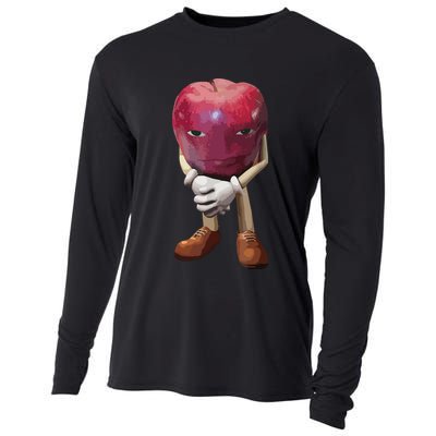 Me Asf Apple Funny Apple Face Meme Wapple Cooling Performance Long Sleeve Crew