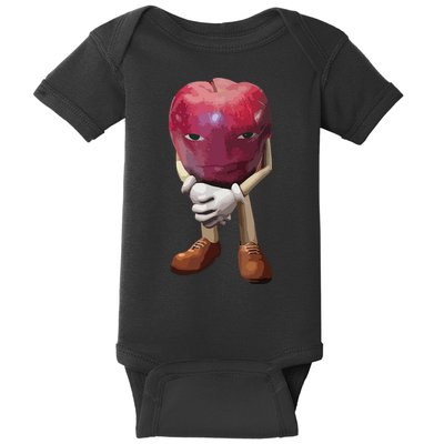 Me Asf Apple Funny Apple Face Meme Wapple Baby Bodysuit