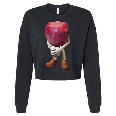 Me Asf Apple Funny Apple Face Meme Wapple Cropped Pullover Crew