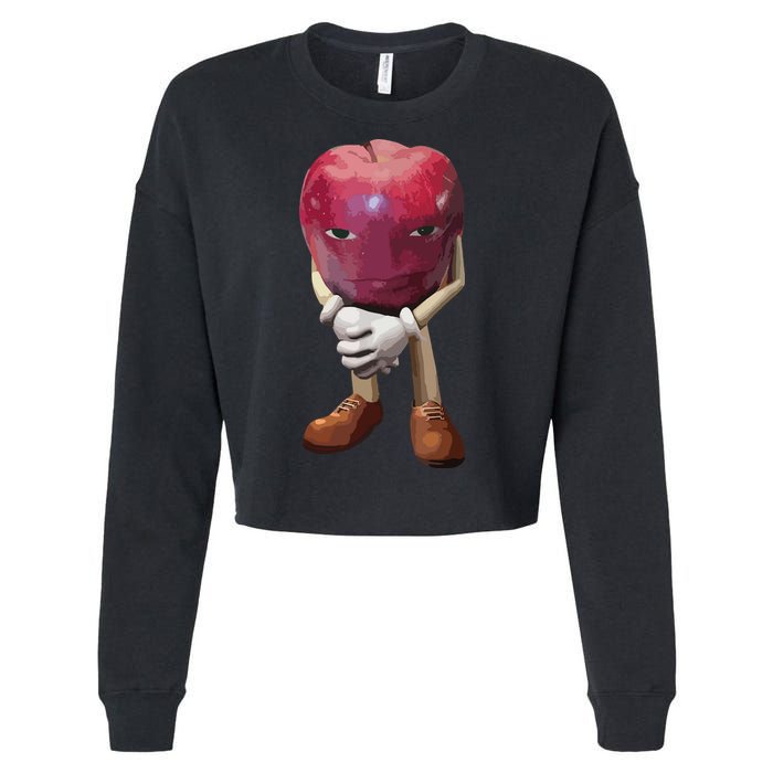 Me Asf Apple Funny Apple Face Meme Wapple Cropped Pullover Crew