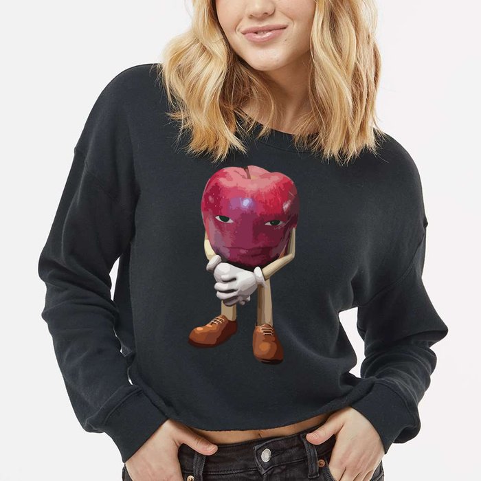 Me Asf Apple Funny Apple Face Meme Wapple Cropped Pullover Crew