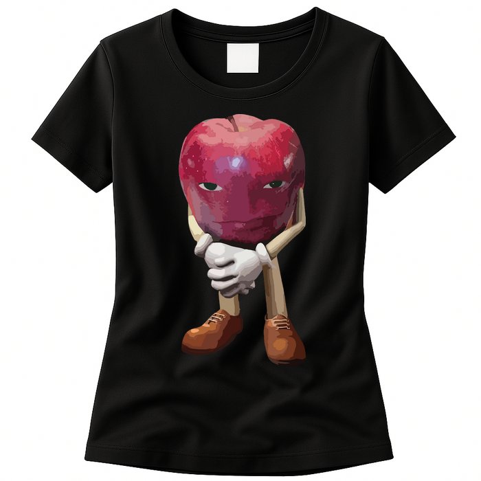 Me Asf Apple Funny Apple Face Meme Wapple Womens T-Shirt