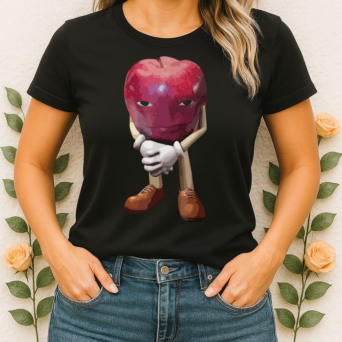 Me Asf Apple Funny Apple Face Meme Wapple Womens T-Shirt