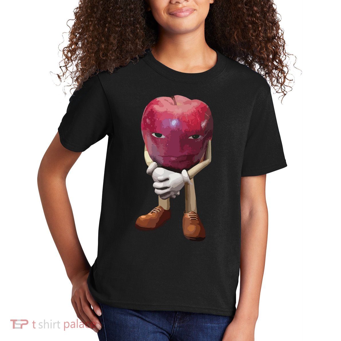 Me Asf Apple Funny Apple Face Meme Wapple Kids T-Shirt