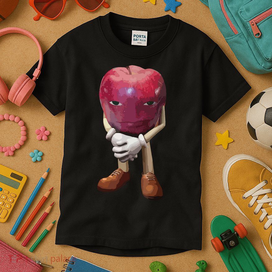 Me Asf Apple Funny Apple Face Meme Wapple Kids T-Shirt