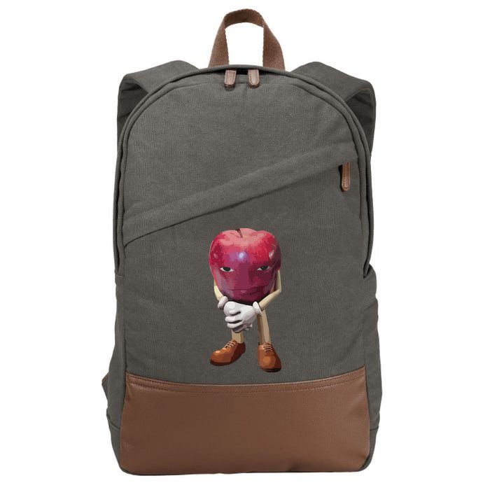 Me Asf Apple Funny Apple Face Meme Wapple Cotton Canvas Backpack