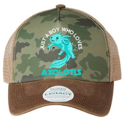 Mexican Amphibian Animal Just A Boy Who Loves Axolotls  Legacy Tie Dye Trucker Hat