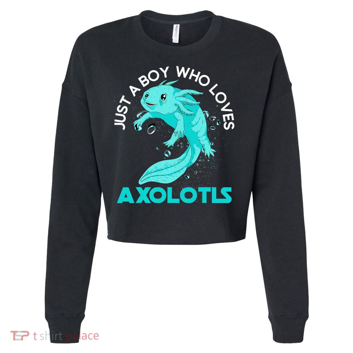 Mexican Amphibian Animal Just A Boy Who Loves Axolotls  Cropped Pullover Crew