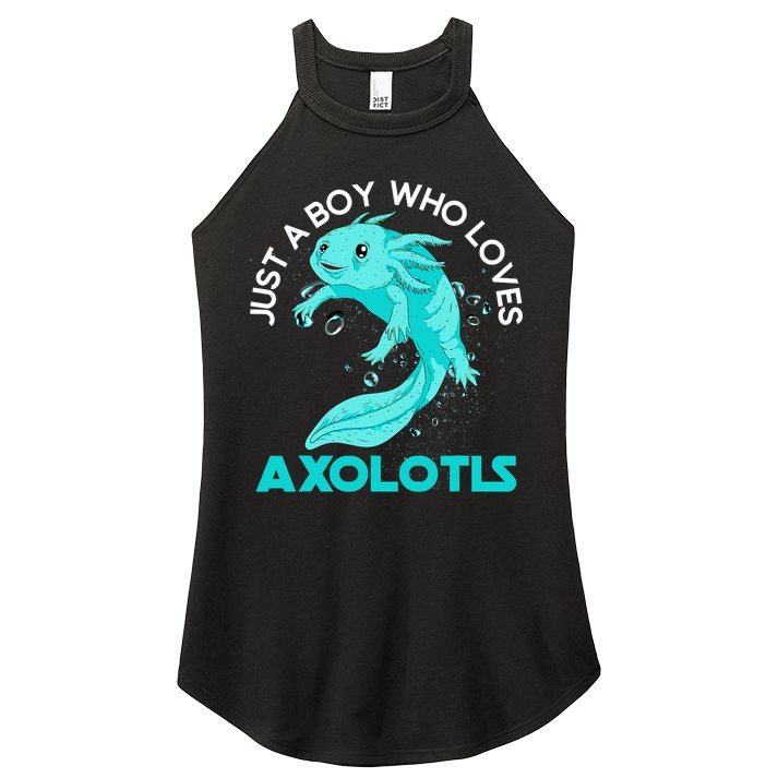 Mexican Amphibian Animal Just A Boy Who Loves Axolotls  Women's Perfect Tri Rocker Tank