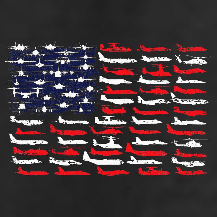 Military Aviation American Flag Aircraft Distressed Design 7 Panel Mesh Trucker Snapback Hat
