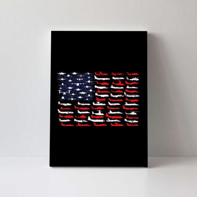 Military Aviation American Flag Aircraft Distressed Design Canvas