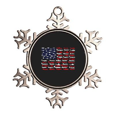 Military Aviation American Flag Aircraft Distressed Design Metallic Star Ornament