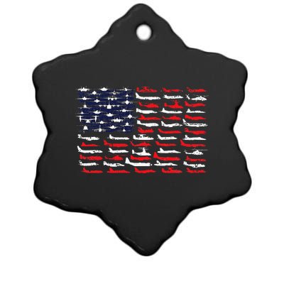 Military Aviation American Flag Aircraft Distressed Design Ceramic Star Ornament