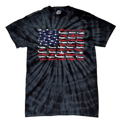 Military Aviation American Flag Aircraft Distressed Design Tie-Dye T-Shirt