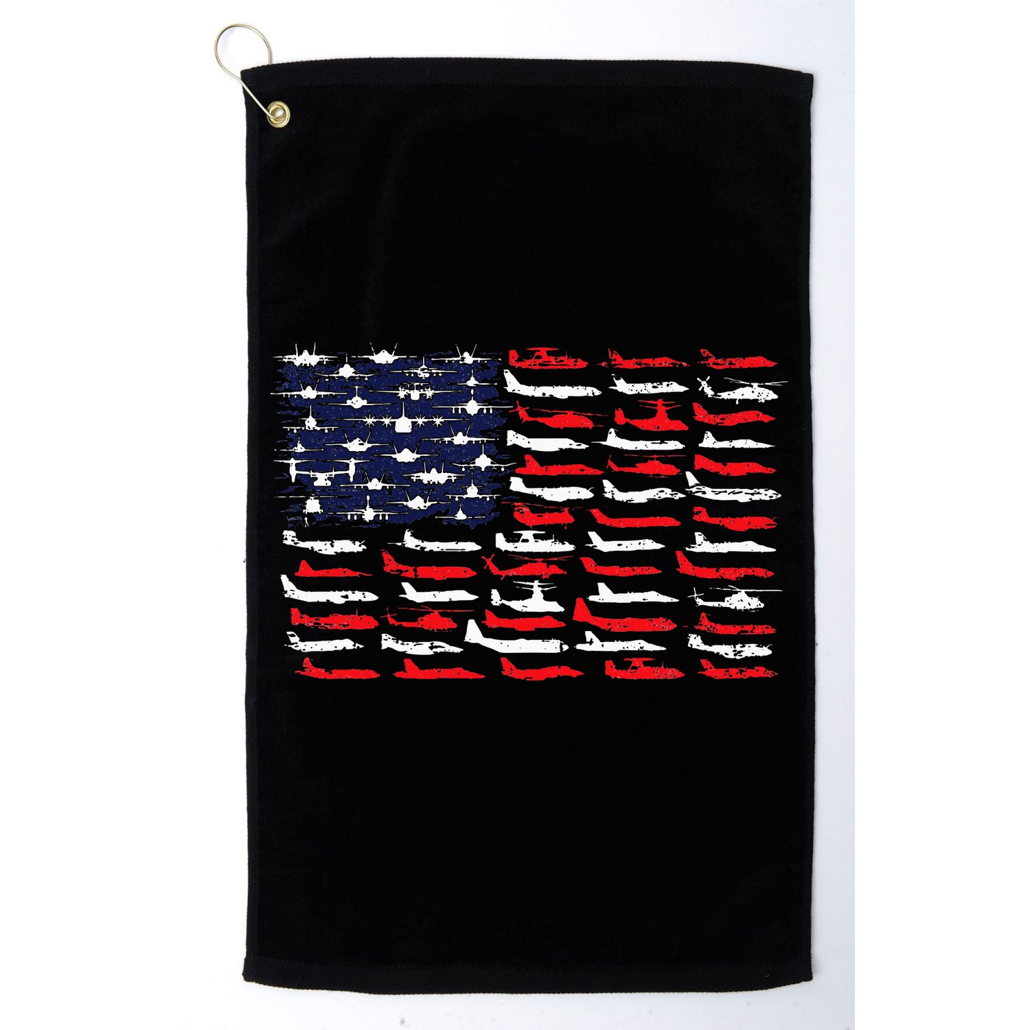 Military Aviation American Flag Aircraft Distressed Design Golf Towel