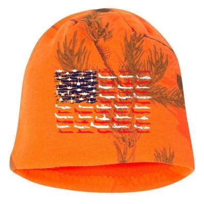 Military Aviation American Flag Aircraft Distressed Design Kati - Camo Knit Beanie