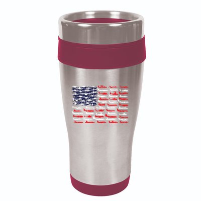 Military Aviation American Flag Aircraft Distressed Design 16oz Travel Tumbler