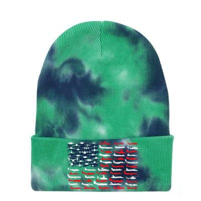 Military Aviation American Flag Aircraft Distressed Design Tie Dye 12in Knit Beanie