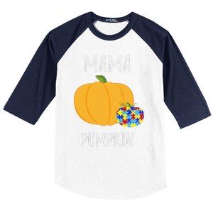 Mamapumpkin Autism Awareness Women Mom Funny Baseball Sleeve Shirt