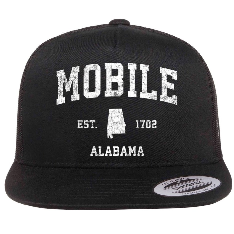 Mobile Alabama Al Vintage Established Sports Design Flat Bill Trucker Hat