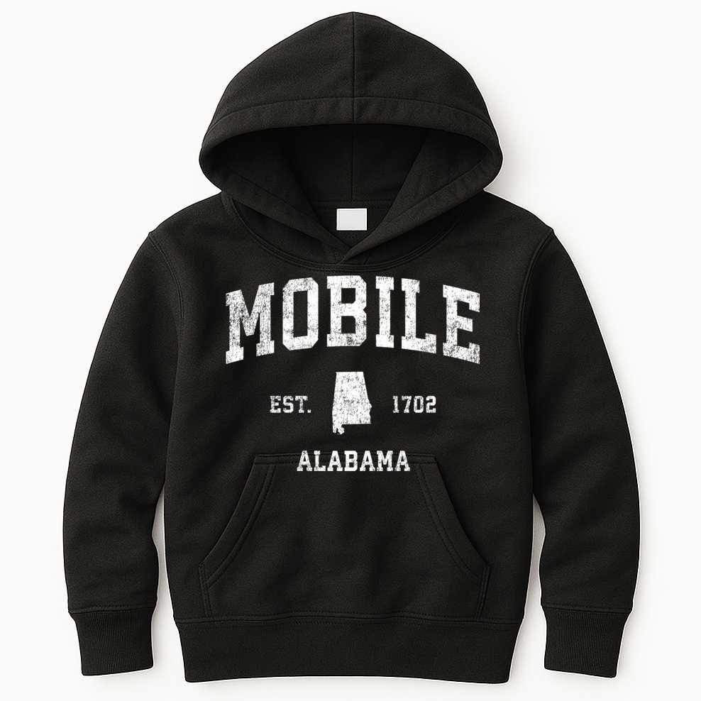 Mobile Alabama Al Vintage Established Sports Design Kids Hoodie